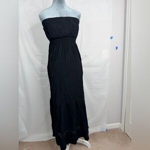 Torrid Black Strapless Tiered Peasant Maxi Dress Lace Detail Size 0 (12)